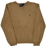 Polo By Ralph Lauren V-Neck Sweater - XL Beige Cotton