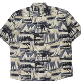 Keeler Bay Graphic Hawaiian Shirt - Large Grey Cotton