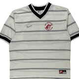 Made In USA Nike Striped Football Shirt - Large White Polyester