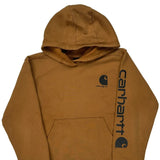 Age 10-12 Carhartt Spellout Hoodie - Medium Brown Cotton