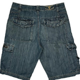 Aeropostale Cargo Shorts - 33W 11L Blue Cotton Blend