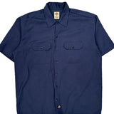 Dickies Short Sleeve Shirt - XL Blue Polyester Blend