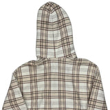 Reverse Weave Champion Checked Hoodie - Medium Brown Cotton Blend