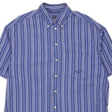 Trussardi Jeans Striped Short Sleeve Shirt - Large Blue Cotton