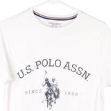 Us Polo Assn Spellout T-Shirt - Small White Cotton