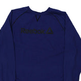 Reebok Spellout Sweatshirt - XL Blue Cotton Blend