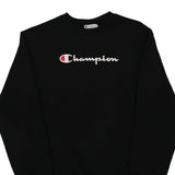 Age 12-14 Champion Spellout Sweatshirt - Large Black Cotton