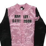 Age 10-12 Harley Davidson Spellout Bomber Jacket - Medium Pink Polyester