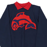 Age 11-12 Made in USA Hanes Collared Sweatshirt - Medium Navy Cotton