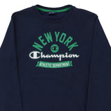 Age 13-14 New York Champion Spellout Sweatshirt - XL Navy Cotton Blend