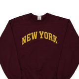 New York Gildan Sweatshirt - Medium Burgundy Cotton Blend
