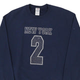 New York Fruit Of The Loom Sweatshirt - Large Navy Cotton Blend