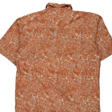 Lord & Taylor Floral Short Sleeve Shirt - XL Orange Silk