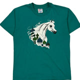 Hanes Single Stitch T-Shirt - Large Green Cotton Blend