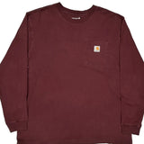 Carhartt Long Sleeve T-Shirt - XL Burgundy Cotton