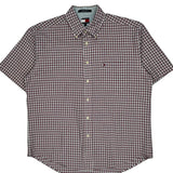 Tommy Hilfiger Checked Short Sleeve Shirt - Large Red Cotton