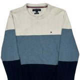 Tommy Hilfiger Striped Jumper - Small Blue Cotton