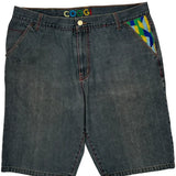 Embroidered Coogi Graphic Denim Shorts - 38W 11L Multicoloured Denim