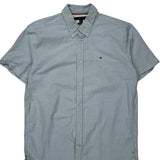 Tommy Hilfiger Striped Short Sleeve Shirt - XL Blue Cotton
