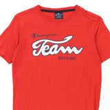 Age 11-12 Champion Spellout T-Shirt - Large Red Cotton