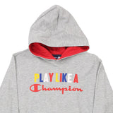 Age 13-14 Champion Spellout Hoodie - XL Grey Cotton Blend