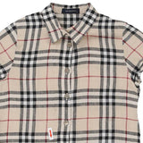8 Years Burberry Novacheck Short Sleeve Shirt - Small Beige Cotton