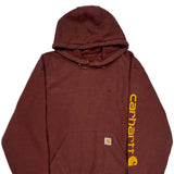 Carhartt Spellout Hoodie - 2XL Burgundy Cotton Blend