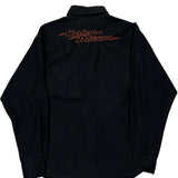 Motorcycle Harley Davidson Graphic Denim Shirt - Medium Black Cotton