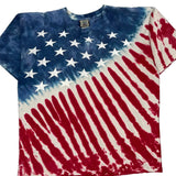 American Flag Liquid Blue Tie-Dye T-Shirt - Large Multicoloured Cotton