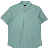 Ralph Lauren Striped Short Sleeve Shirt - Medium Blue Cotton