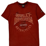 Harley Davidson Graphic T-Shirt - Small Red Cotton