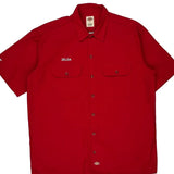 Dickies Short Sleeve Shirt - Large Red Polyester Blend