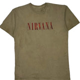 Nirvana Band T-Shirt - Small Khaki Cotton
