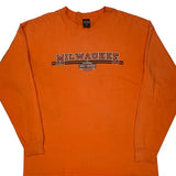 Milwaukee Harley Davidson Graphic Long Sleeve T-Shirt - 2XL Orange Cotton