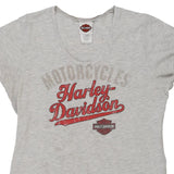 Marquette, Michigan Harley Davidson V-neck Top - XL Grey Cotton