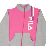 Age 11-12 Fila Spellout Zip Up - Medium Pink Cotton Blend