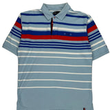 Vintage Coogi Striped Polo Shirt - XL Blue Cotton