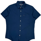 Tommy Hilfiger Slim Fit Short Sleeve Shirt - Small Blue Cotton