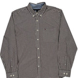Tommy Hilfiger Checked Shirt - Large Burgundy Cotton