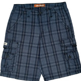 Lee Checked Cargo Shorts - 30W 12L Blue Cotton