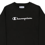 Champion Spellout Sweatshirt - Small Black Cotton Blend