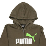 Age 11-12 Puma Spellout Hoodie - Medium Khaki Cotton