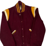 Vintage Perkins Unbranded Varsity Jacket - Medium Burgundy Wool Blend