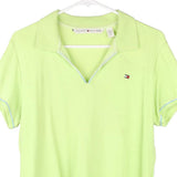 Tommy Hilfiger V-neck Polo Shirt - Large Green Cotton