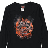 New Orleans, Louisiana Harley Davidson Graphic Long Sleeve Top - Small Black Cotton