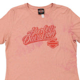 Rockford, Illinois Harley Davidson Spellout T-Shirt - Large Pink Cotton