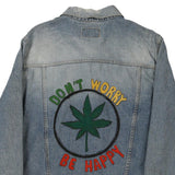 Don't Worry Be Happy Energie Graphic Denim Jacket - XL Blue Cotton
