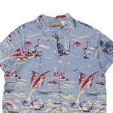 Age 11-12 Liz Claiborne Hawaiian Shirt - Medium Blue Cotton Blend