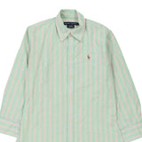 Age 11-12 Ralph Lauren Striped Shirt - Medium Green Cotton
