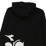 Age 11-12 Diadora Spellout Hoodie - Medium Black Cotton Blend